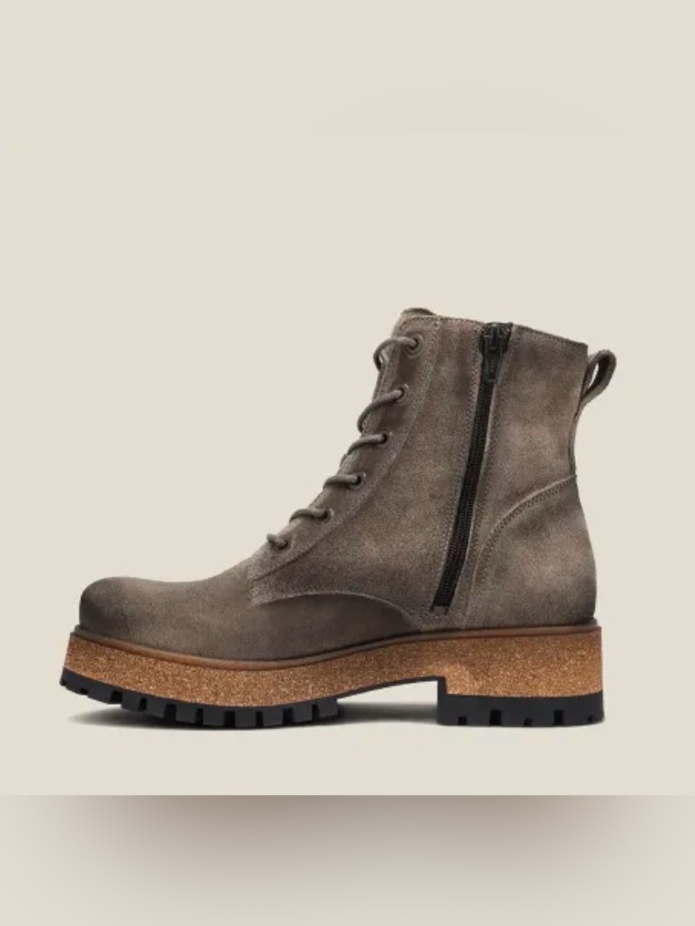 Taos Footwear Women's Taupe Suede Lace-Up Ankle Boots with Side Zip